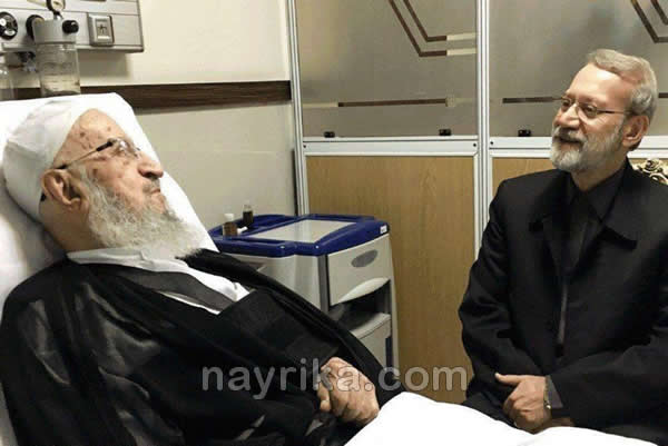 عیادت لاریجانی از آیت الله مکارم شیرازی