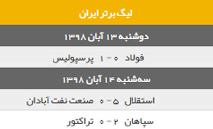 لیگ برتر هفته دهم