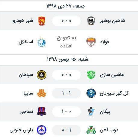 ادامه برنامه بازی‌های هفته هفدهم لیگ برتر فوتبال
