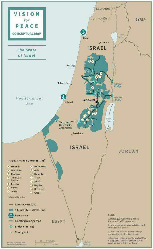 آمریکا نقشه مجعولی را که قصد دارد در چارچوب «معامله قرن» به فلسطینی‌ها تحمیل کند، منتشر کرد